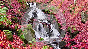 Waterfall in autumn in the mountains