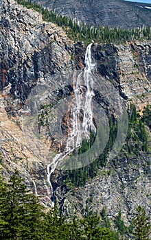 Waterfall in Avalanche Basin in Glacier National Park