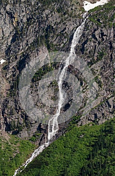 Waterfall in Avalanche Basin in Glacier National Park