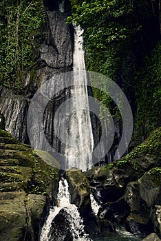 Waterfall in Bali. Waterfall in the jungle. Landscape. Air Terjun Kuning.