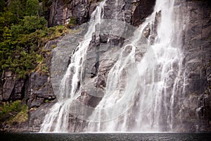 Waterfall on the bank of Lysefjorden in Norway