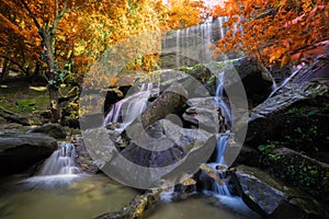 Waterfall beautiful in rain forest at Soo Da Cave Roi et Thailand photo