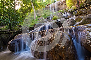 Waterfall beautiful in rain forest at Soo Da Cave Roi et Thailand