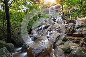 Waterfall beautiful in rain forest at Soo Da Cave Roi et Thailand