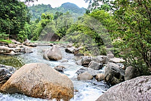 Waterfall beautiful and stone in South Thailand
