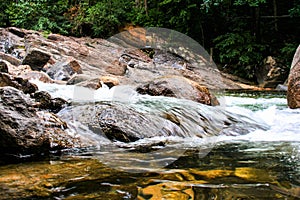 Waterfall beautiful and stone in South Thailand