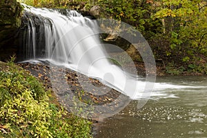 Waterfall On Big Trout Creek In Autumn