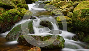 Waterfall on Black creek in the National park Sumava,Czechia.