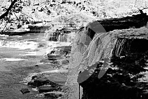 Waterfall in black and white