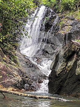 Waterfall and blue emerald watercolor in Thailand