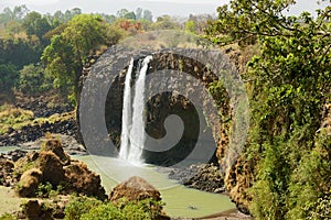 Waterfall at the Blue Nile river in dry season in Bahir Dar, Ethiopia.