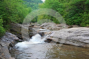 Waterfall at Blue Ridge Parkway in the Great Smoky Mountains, North Carolina