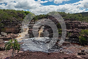 Waterfall in the brazilian cerrado brazilian savannah in the region of Chapada Diamantina National Park, Bahia, Brazil.