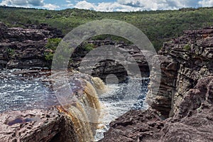 Waterfall in the brazilian cerrado brazilian savannah in the region of Chapada Diamantina National Park, Bahia, Brazil. photo