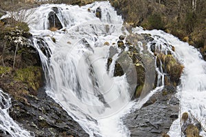 Waterfall of BraÃÂ±as of the river Furelos Galicia, Spain photo