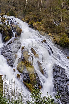 Waterfall of BraÃÂ±as in the municipality of Toques Galicia, Spain photo