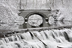 Waterfall And Bridge