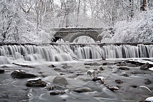 Waterfall And Bridge