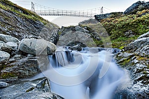 Waterfall and Bridge in Lapland photo