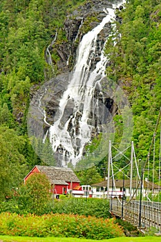 Waterfall and Bridge in Mobryggja