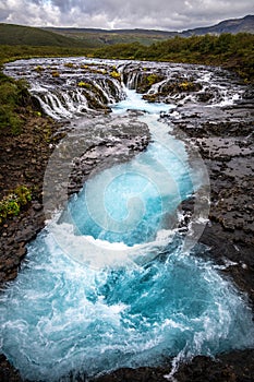 The waterfall Bruarfoss in Iceland