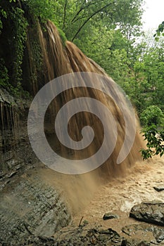 Waterfall Carrying Sediment After Heavy Rain