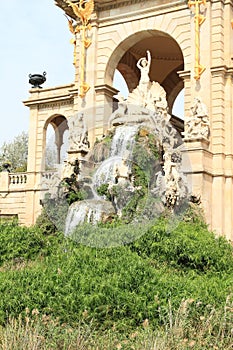 Waterfall on Cascada Monumental in Barcelona