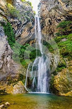 Waterfall Cascade de Courmes near Pont du Loup, France.