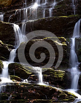 Waterfall cascade with moss