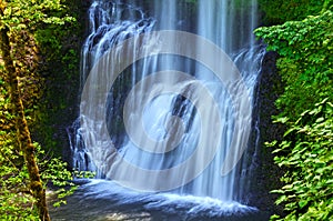 Waterfall cascading in Lower South Falls in Silver Falls State Park