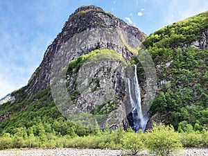 Waterfall Cascata del Soladino or Wasserfall Cascata del Soladino, Riveo The Maggia Valley or Valle Maggia or Maggiatal