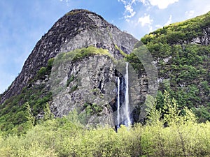 Waterfall Cascata del Soladino or Wasserfall Cascata del Soladino, Riveo The Maggia Valley or Valle Maggia or Maggiatal