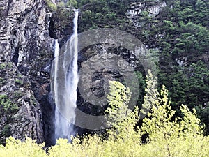 Waterfall Cascata del Soladino or Wasserfall Cascata del Soladino, Riveo The Maggia Valley or Valle Maggia or Maggiatal