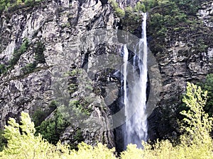 Waterfall Cascata del Soladino or Wasserfall Cascata del Soladino, Riveo The Maggia Valley or Valle Maggia or Maggiatal