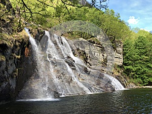 Waterfall Cascata delle Sponde or Wasserfall Cascata delle Sponde, Riveo The Maggia Valley or Valle Maggia or Maggiatal photo