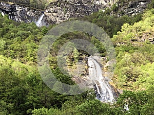 Waterfall Cascata delle Sponde or Wasserfall Cascata delle Sponde, Riveo The Maggia Valley or Valle Maggia or Maggiatal photo