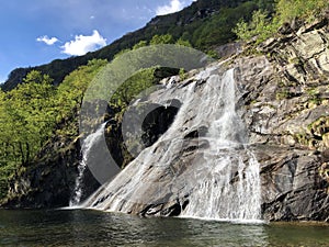 Waterfall Cascata delle Sponde or Wasserfall Cascata delle Sponde, Riveo The Maggia Valley or Valle Maggia or Maggiatal photo