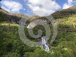 Waterfall Cascata delle Sponde or Wasserfall Cascata delle Sponde, Riveo The Maggia Valley or Valle Maggia or Maggiatal photo