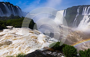 Waterfall Cataratas del Iguazu on Iguazu River, Brazil