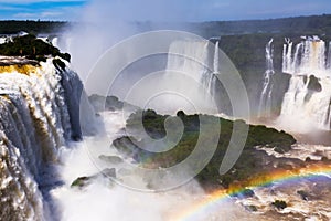 Waterfall Cataratas del Iguazu on Iguazu River, Brazil