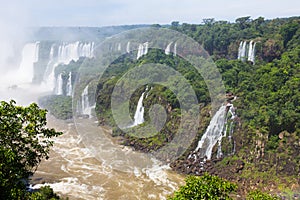 Waterfall Cataratas del Iguazu on Iguazu River, Brazil