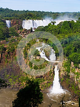 Waterfall Cataratas del Iguazu on Iguazu River, Brazil