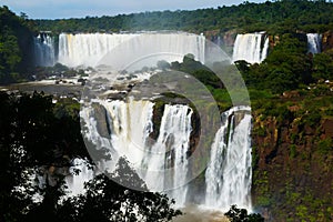 Waterfall Cataratas del Iguazu on Iguazu River, Brazil photo