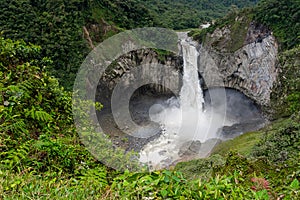 Waterfall Cayambe Coca Ecological Reserve in Napo, Ecuador photo