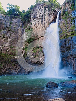 A waterfall in Ciletuh Geopark