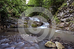 Waterfall in the city of Slanic Moldova Bacau Romania Cascada