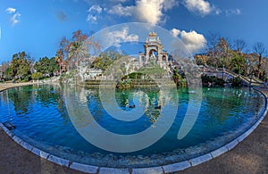 Waterfall of the Ciudadela Park, Barcelona, Catalonia, Spain