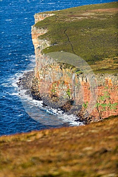 Waterfall on cliff walk to The Old Man of Hoy, Orkney