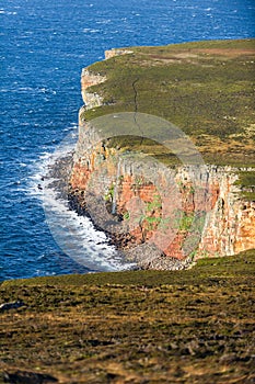 Waterfall on cliff walk to The Old Man of Hoy, Orkney