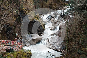 Waterfall in cliffy mountains of Abkhazia